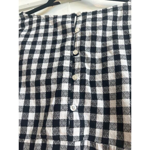 Valerie Stevens Black and White Gingham Bell Sleeves with Button Backing Blouse - Picture 5 of 7